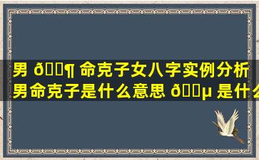 男 🐶 命克子女八字实例分析「男命克子是什么意思 🐵 是什么」